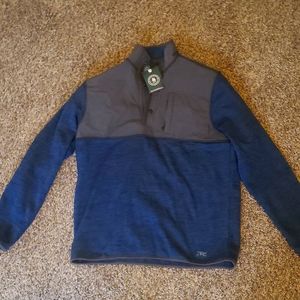 G.H. BASS & CO. Blue & Gray Pull Over Half Button Medium For Hard Service USA